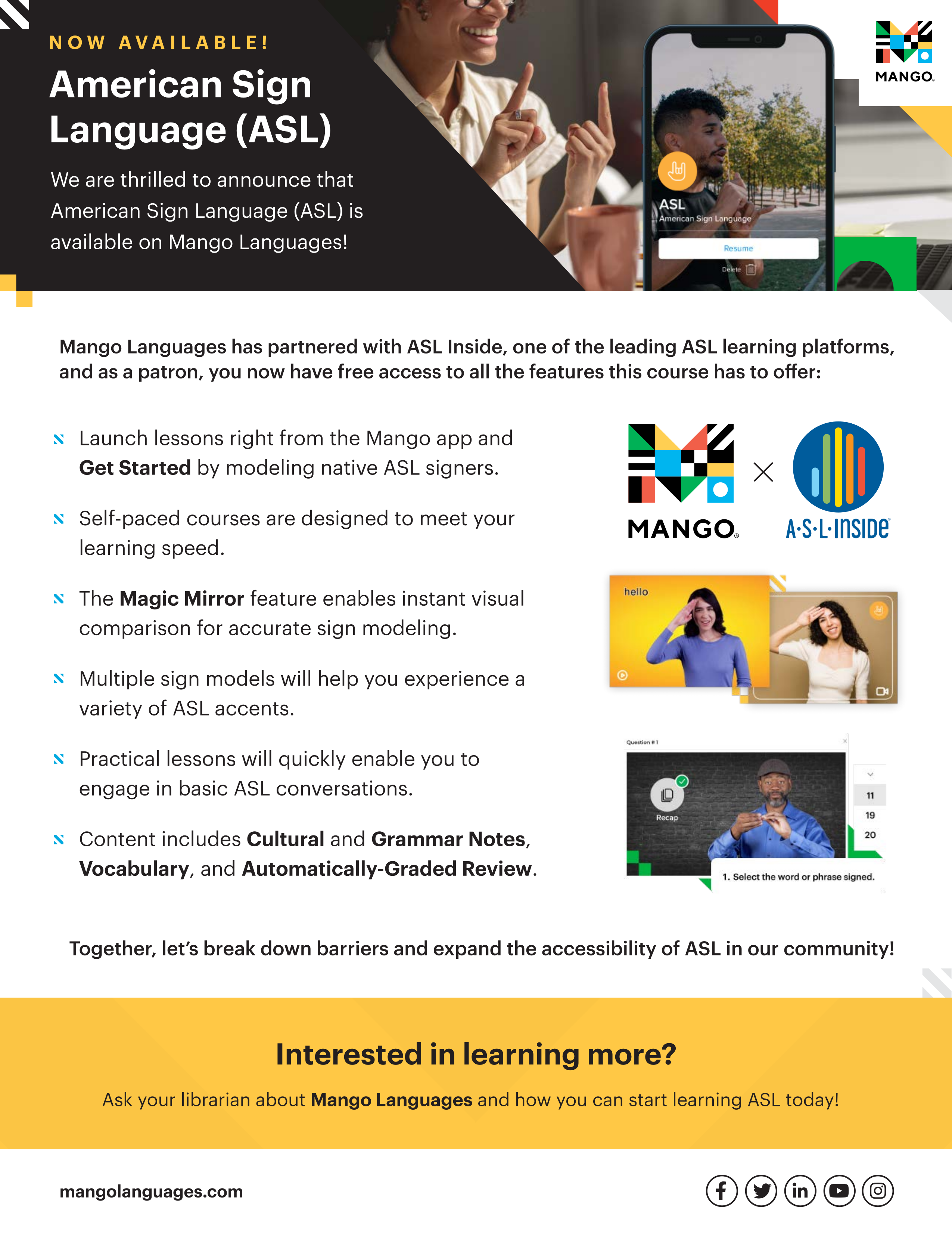 Mango Languages - ASL Inside Flyer