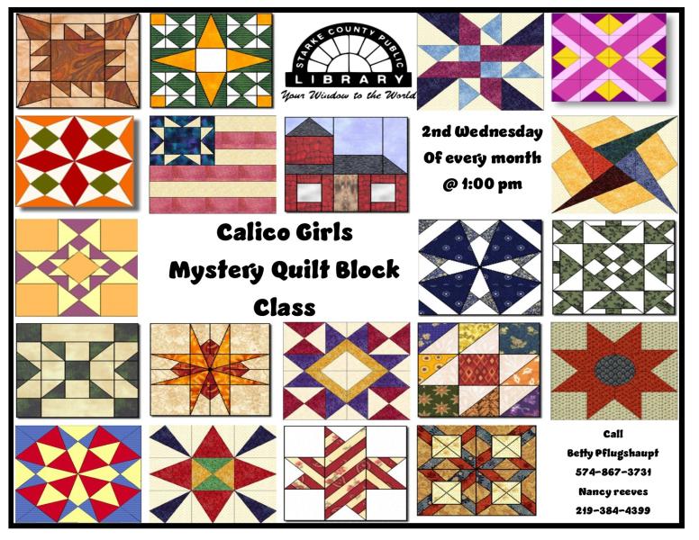 Calico Girls Mystery Quilt Block Class Flyer