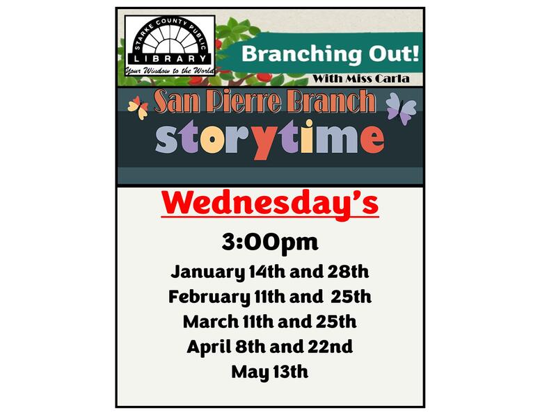 San Pierre storytime Flyer
