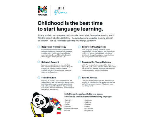 Mango Languages Little Pim Flyer