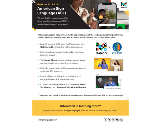 Mango Languages - ASL Inside Flyer